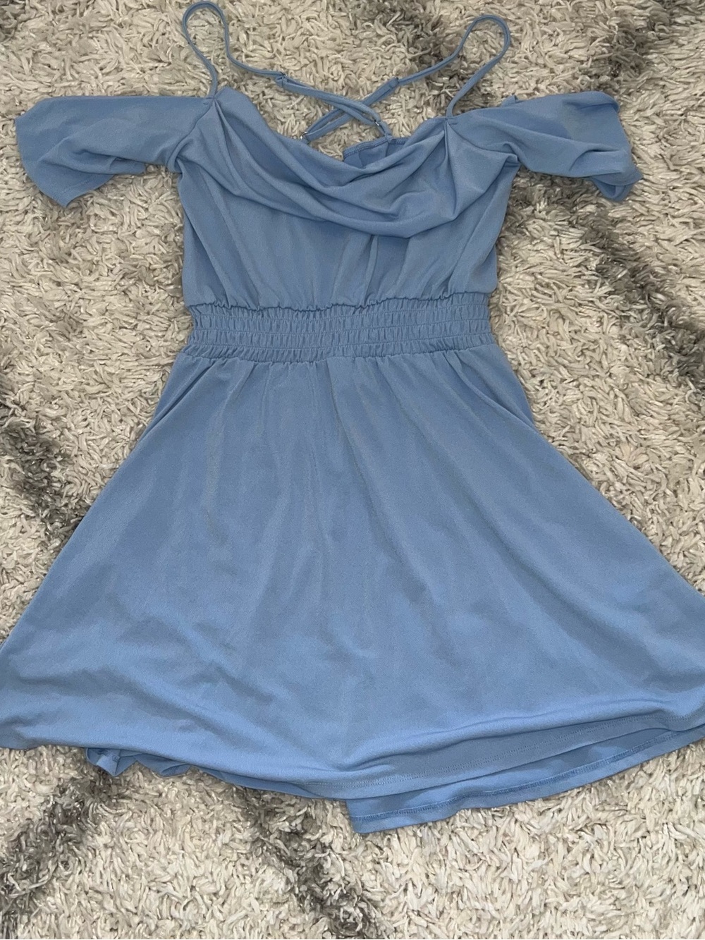 Light Blue Off-Shoulder Skater Dress by Express